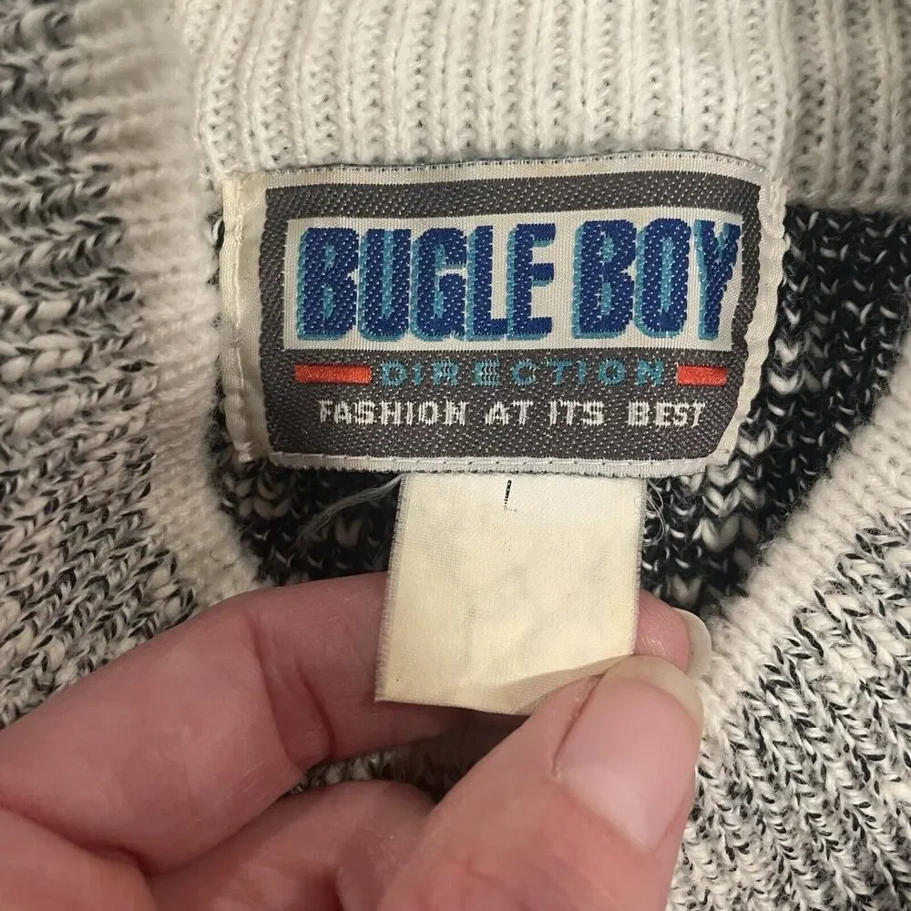 Bugle Boy Challenge Global Awareness Vintage Sweater Sz L Mens Streetwear 80s